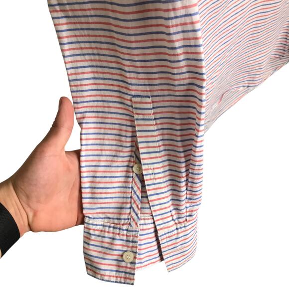 J.Crew Shirt Wmns Sz M Multicolor Striped Sheer  3/4 Button Down Coverup Summer - Picture 8 of 9